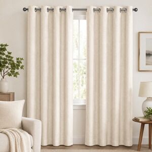 MIULEE Ivory Textured Curtains 2 Panels 37x96 Grommet Linen Look Drapes NEW